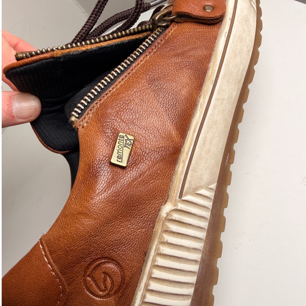 Remonte D0700 Maditta Cognac Leather RemonteTEX Zip Sneakers Women 7.5 EU38 - Picture 16 of 16